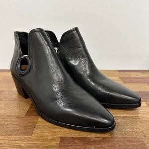 Frye Womens Boots Sz 8.5 Ellen Harness Black Leather Ankle Booties Western Edgy
